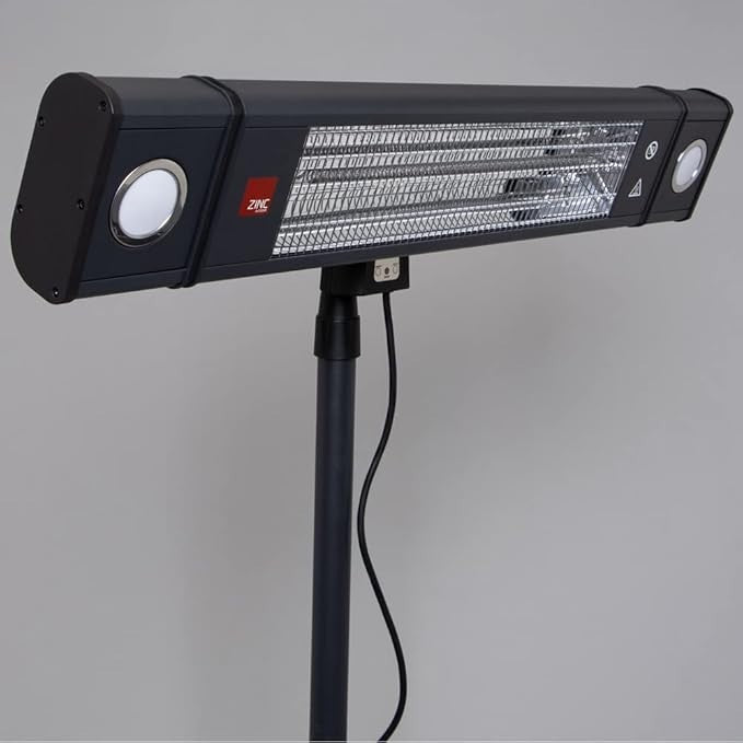 Outdoor Wall Mount Patio Heater 1800W LED Light IP44 Remote Safe Heat