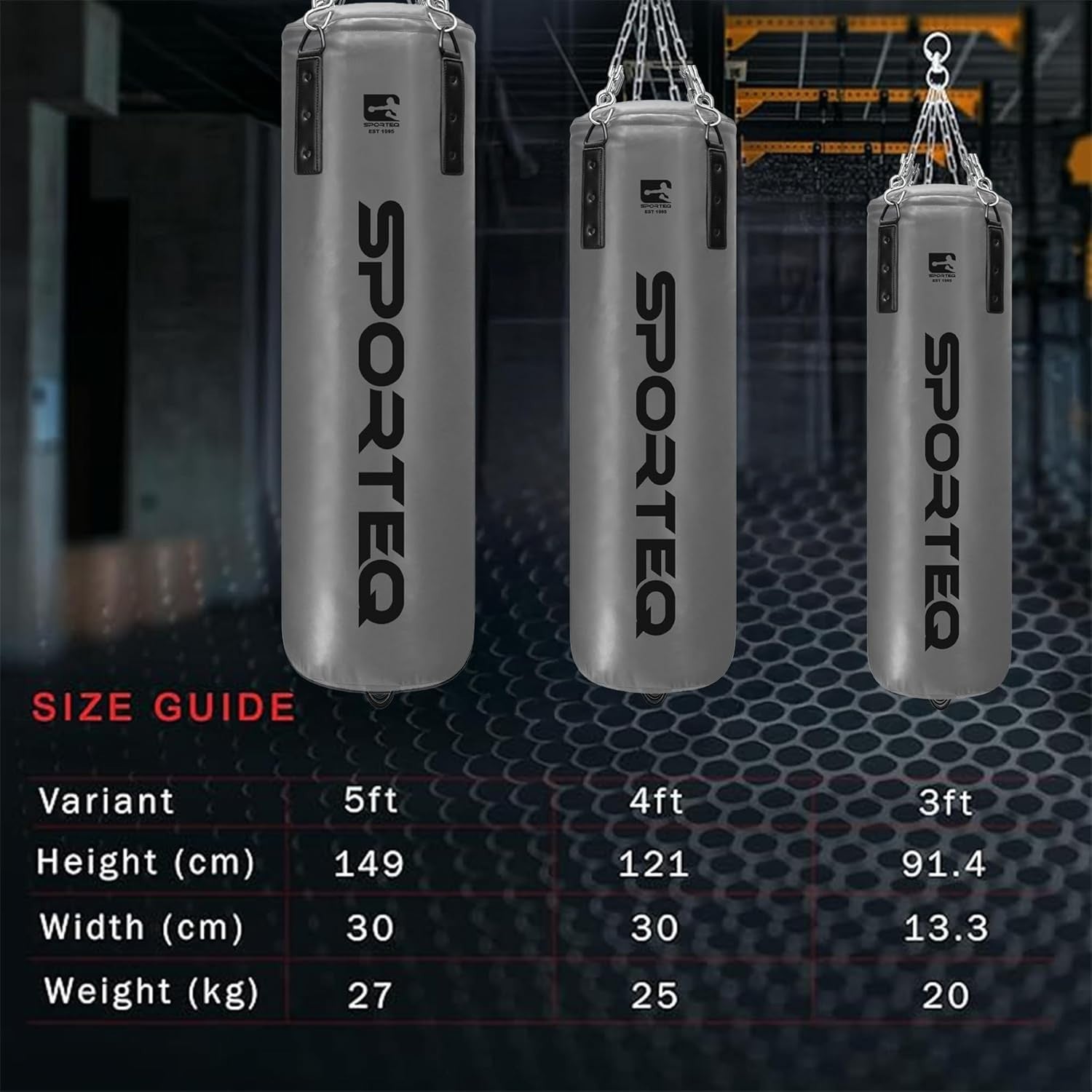 Heavy Filled Punching Bag 4FT Boxing Kickboxing MMA Gym Training Grey