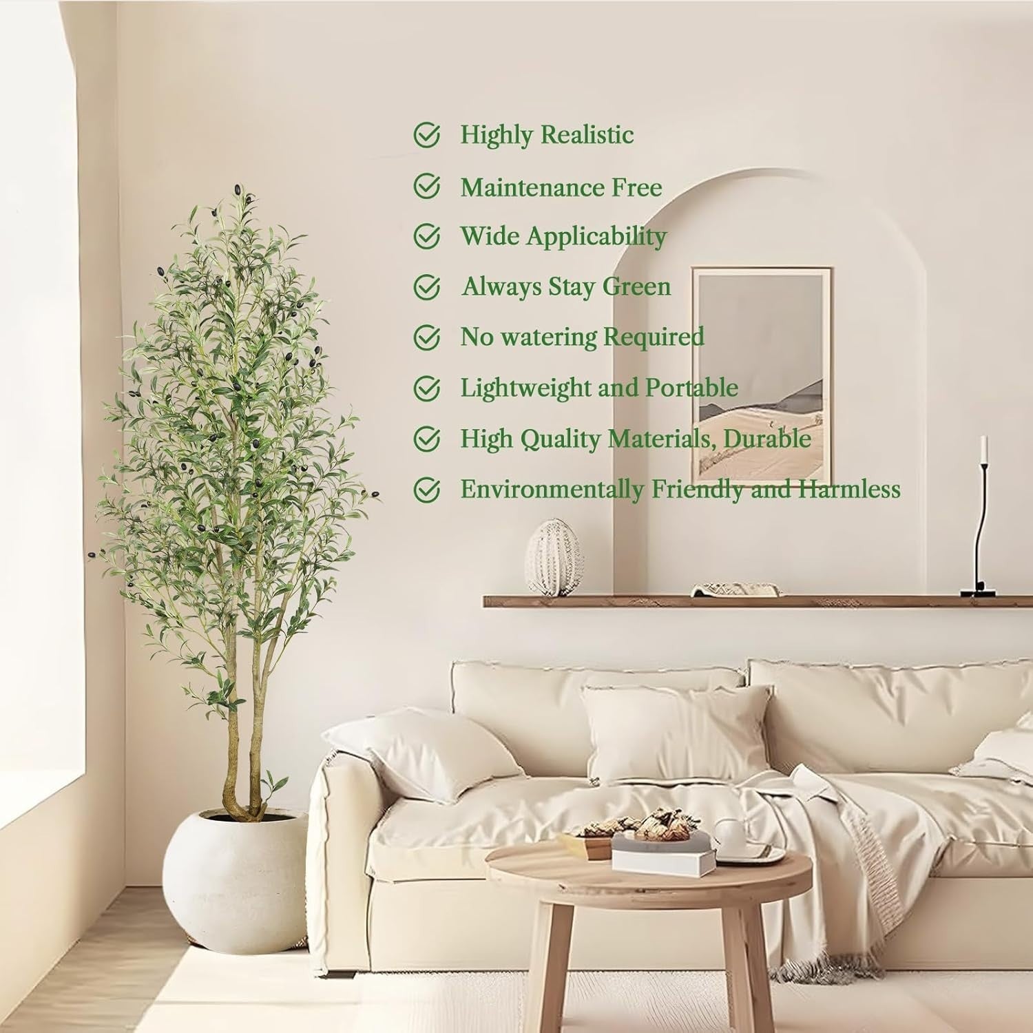 6ft Artificial Olive Tree with Curved Trunk & Pot Lifelike Indoor Outdoor Decor