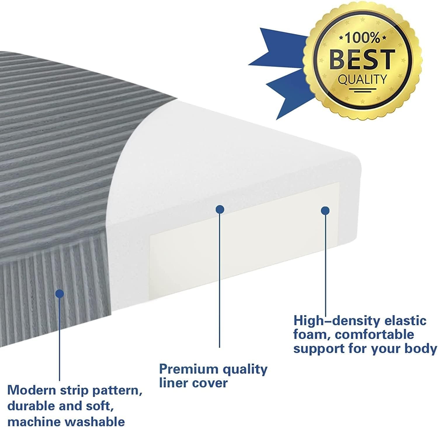 Tri Fold Foam Floor Mattress 10cm Single Bed Guest Foldable Travel Mat