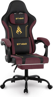Ergonomic Gaming Chair Recliner w/ Footrest Lumbar PU Leather Red