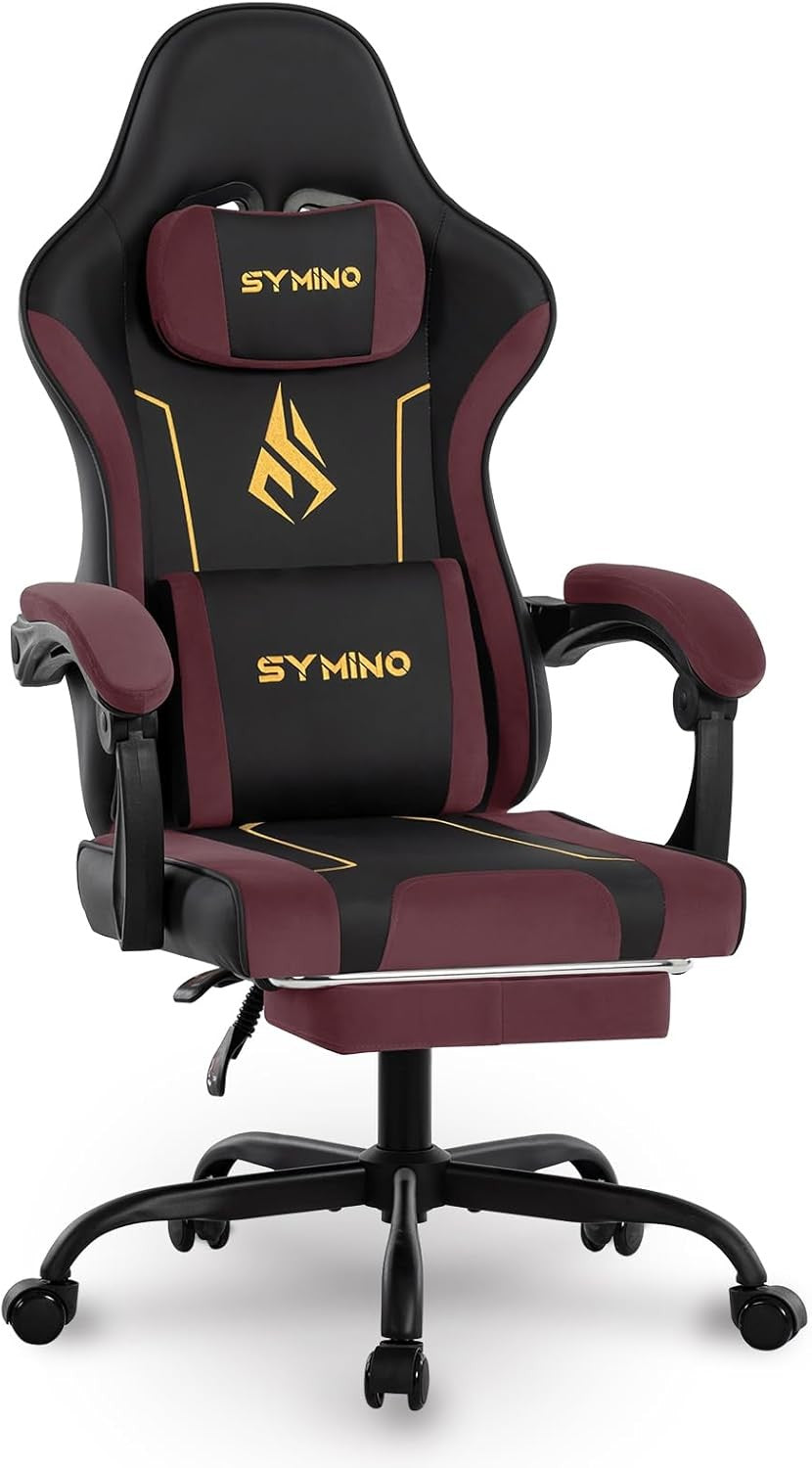 Ergonomic Gaming Chair Recliner w/ Footrest Lumbar PU Leather Red