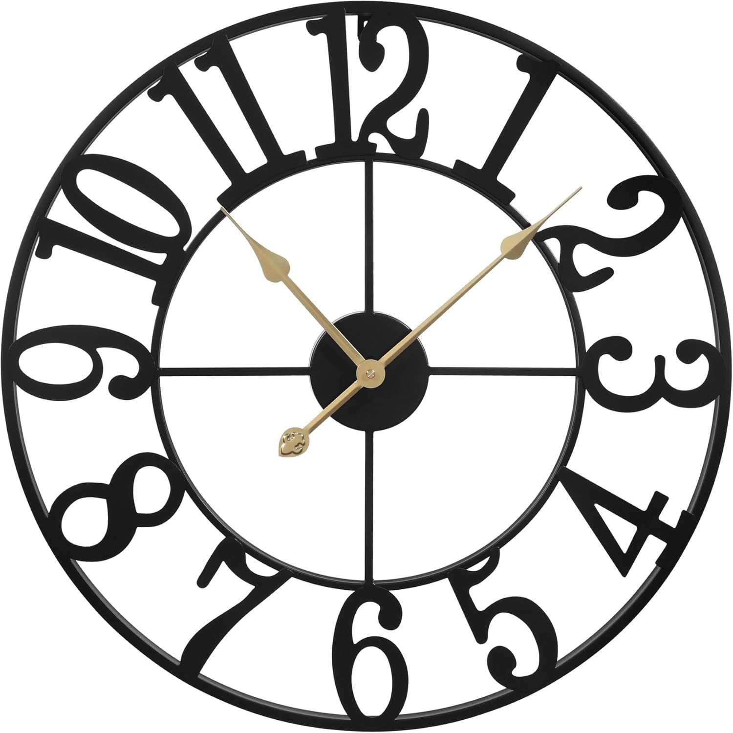 80cm Silent Black Arabic Wall Clock Large Metal Vintage Non Ticking Home