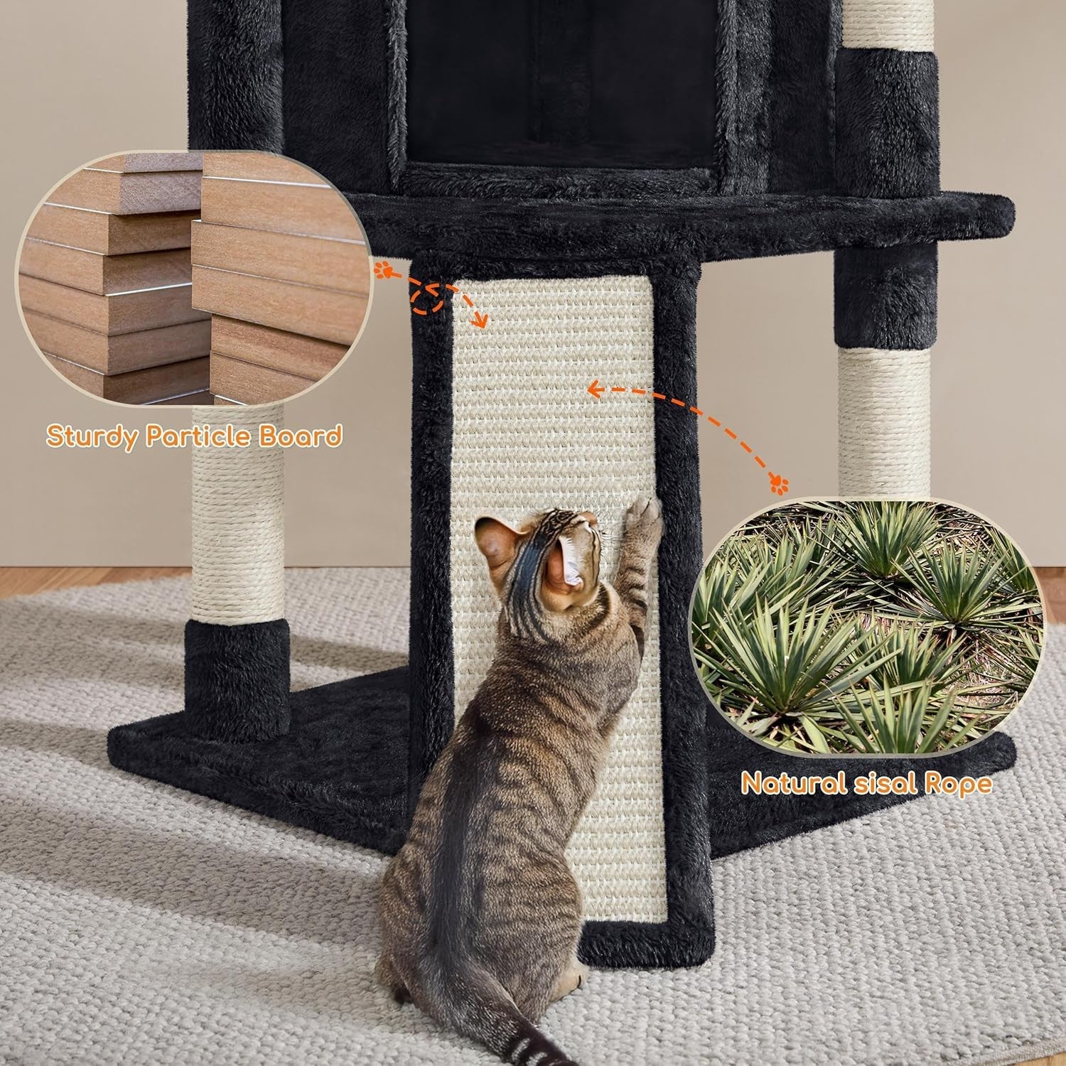 Cat Tree 107cm Climbing Tower With Scratching Posts Condo Basket Indoor Cats