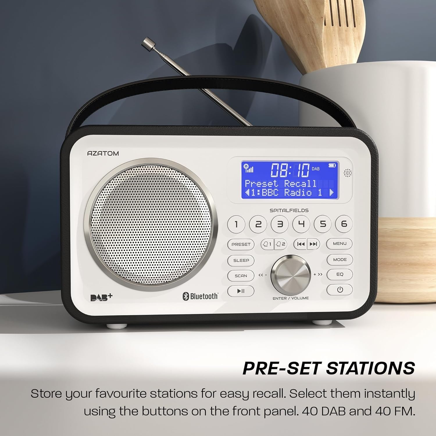 Black Portable DAB DAB+ FM Digital Radio Bluetooth Rechargeable Dual Alarm