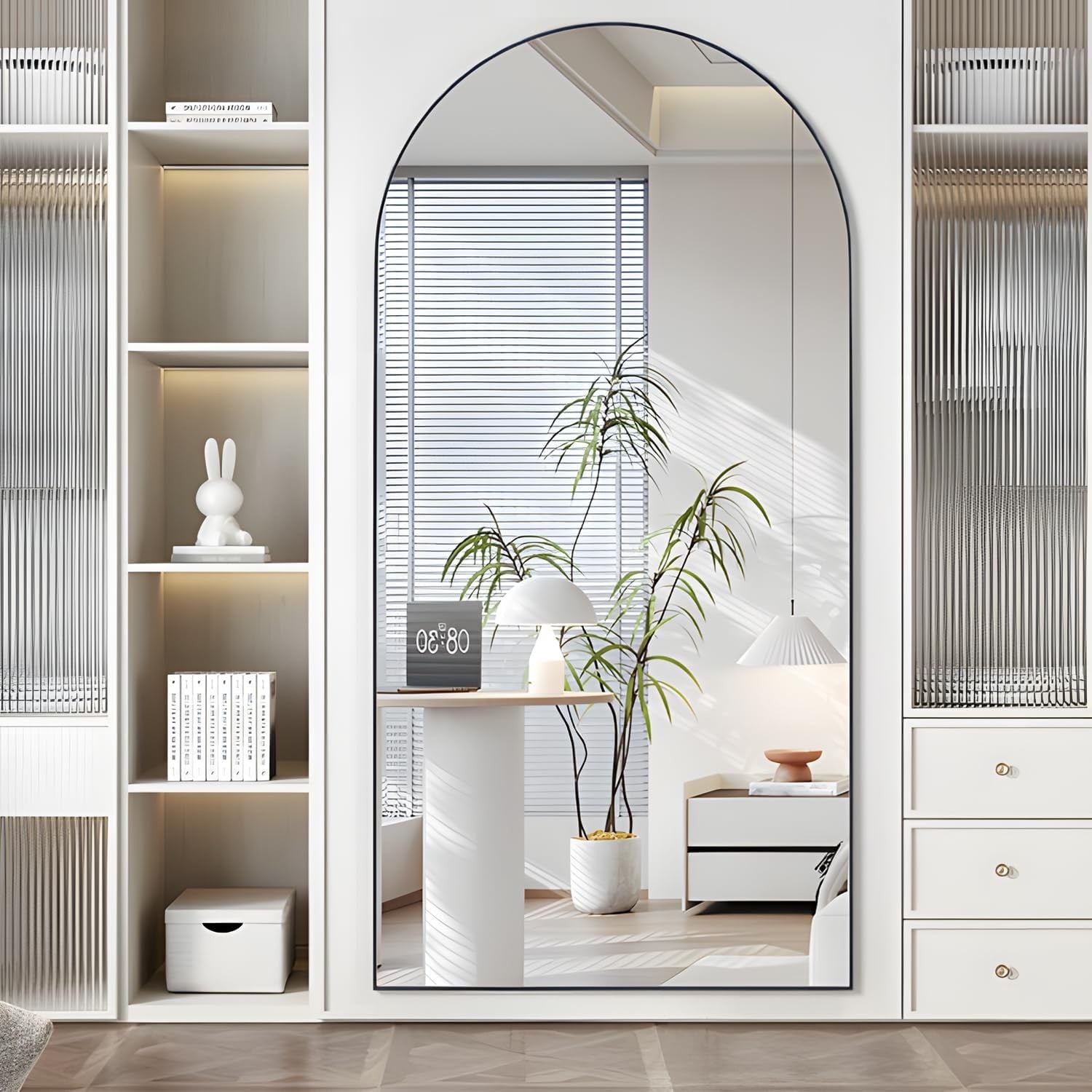 Large Arched Floor Mirror 193x86cm Full Body Wall or Stand Decor
