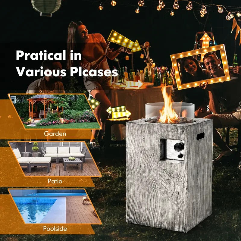 Outdoor Propane Gas Fire Pit Table 8.79kW w/ Cover Lava Rocks & Glass Shield