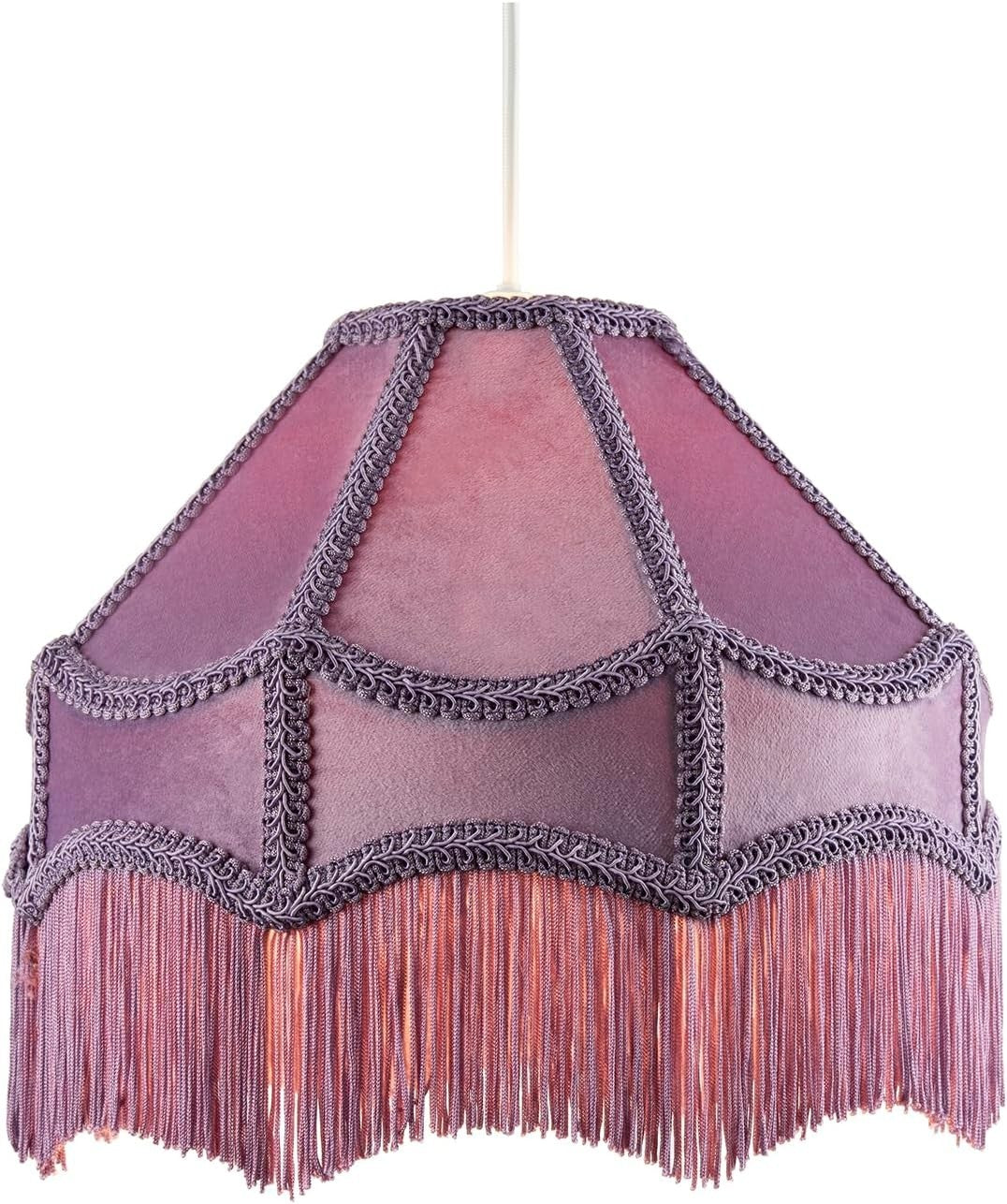 Victorian Empire Velvet Lampshade Lilac Tassel Pendant 30cm