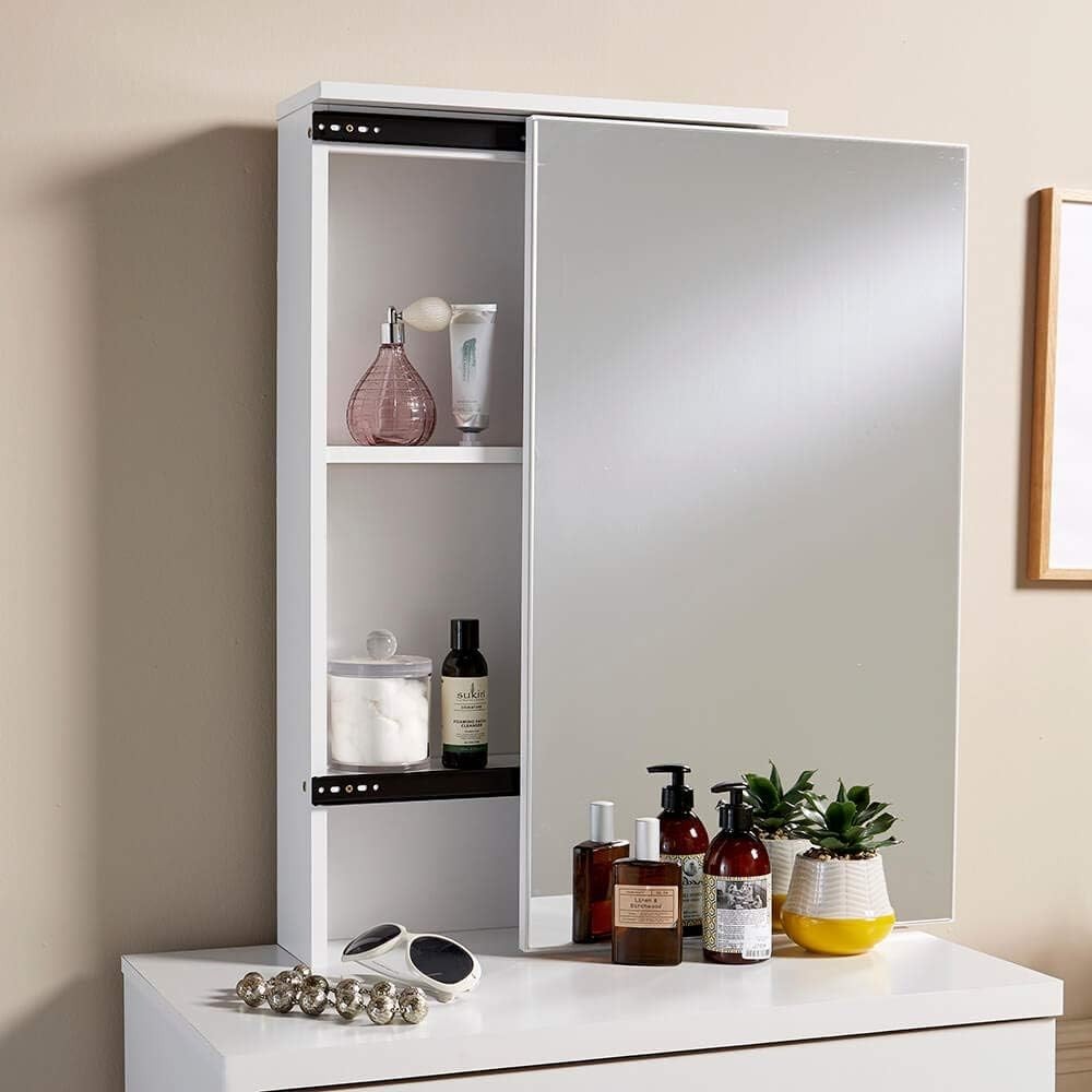 White Modern Dressing Table Set Mirror Stool Storage Makeup Vanity Desk