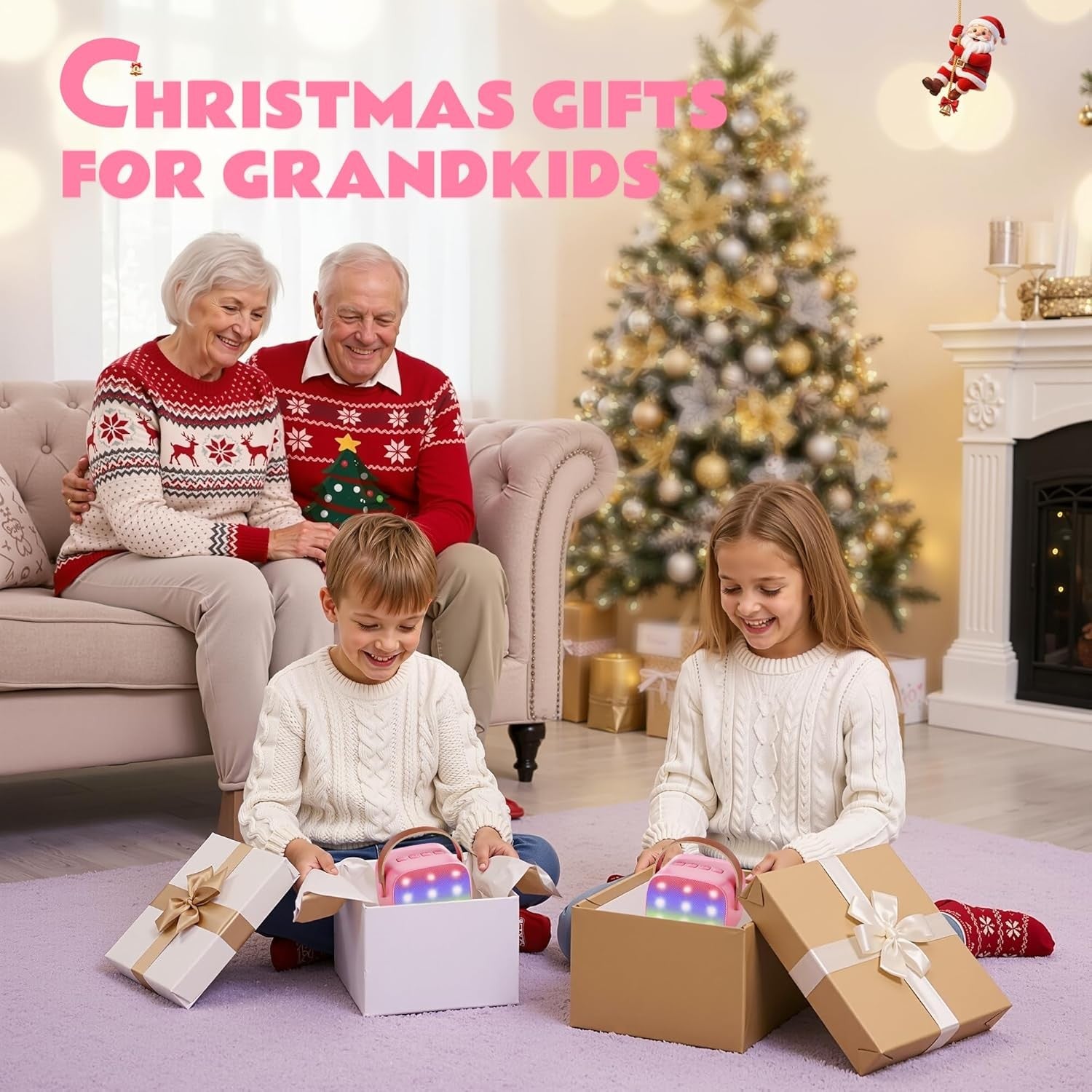 Kids Karaoke Machine 2 Wireless Bluetooth LED Speaker Gift
