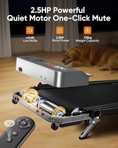 10% Incline Foldable Walking Pad 2.5HP, Dual Display, 300lbs, App Treadmill