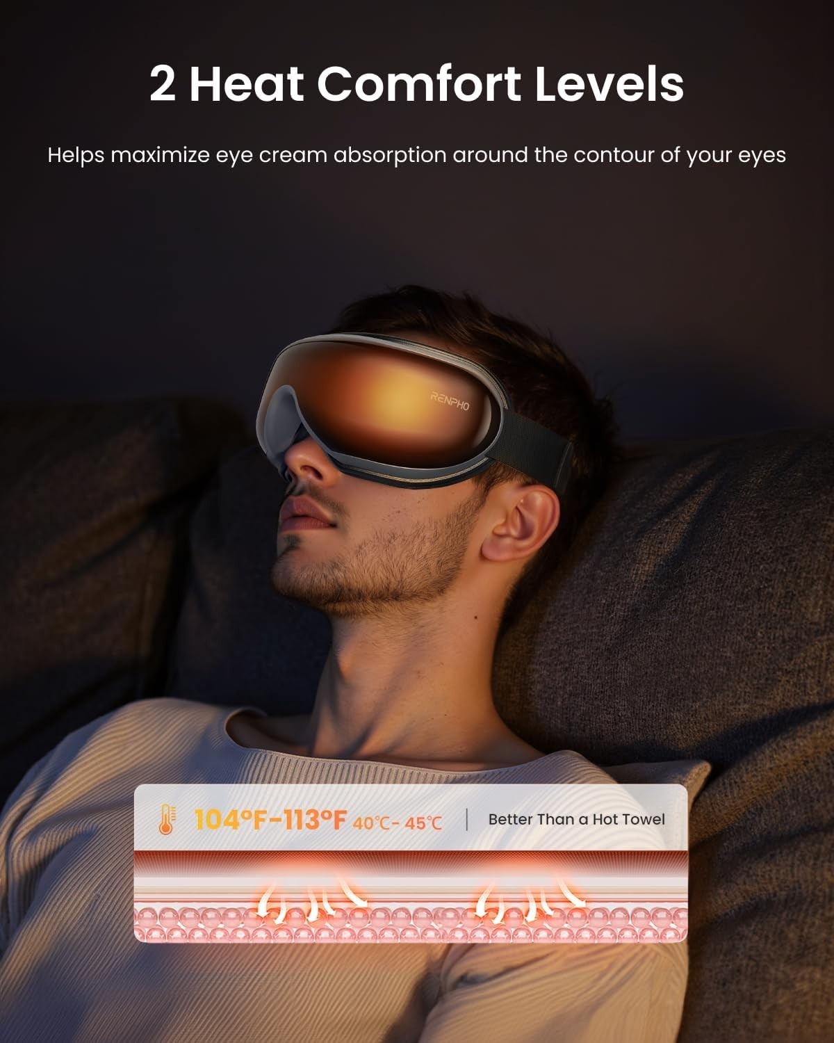 Heated Eye Massager Compression Bluetooth Remote Foldable