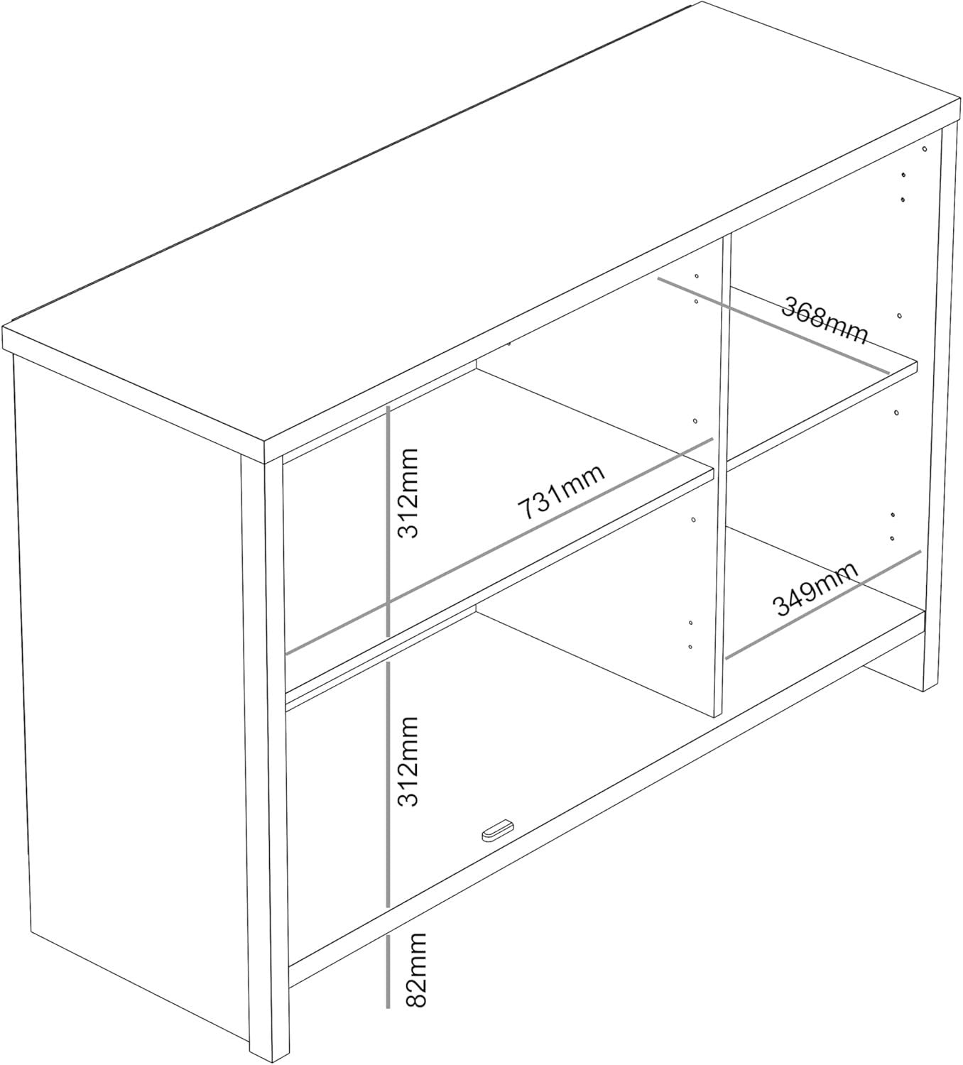 Mirrored Sideboard 3 Door Walnut Storage Cabinet Modern Hallway