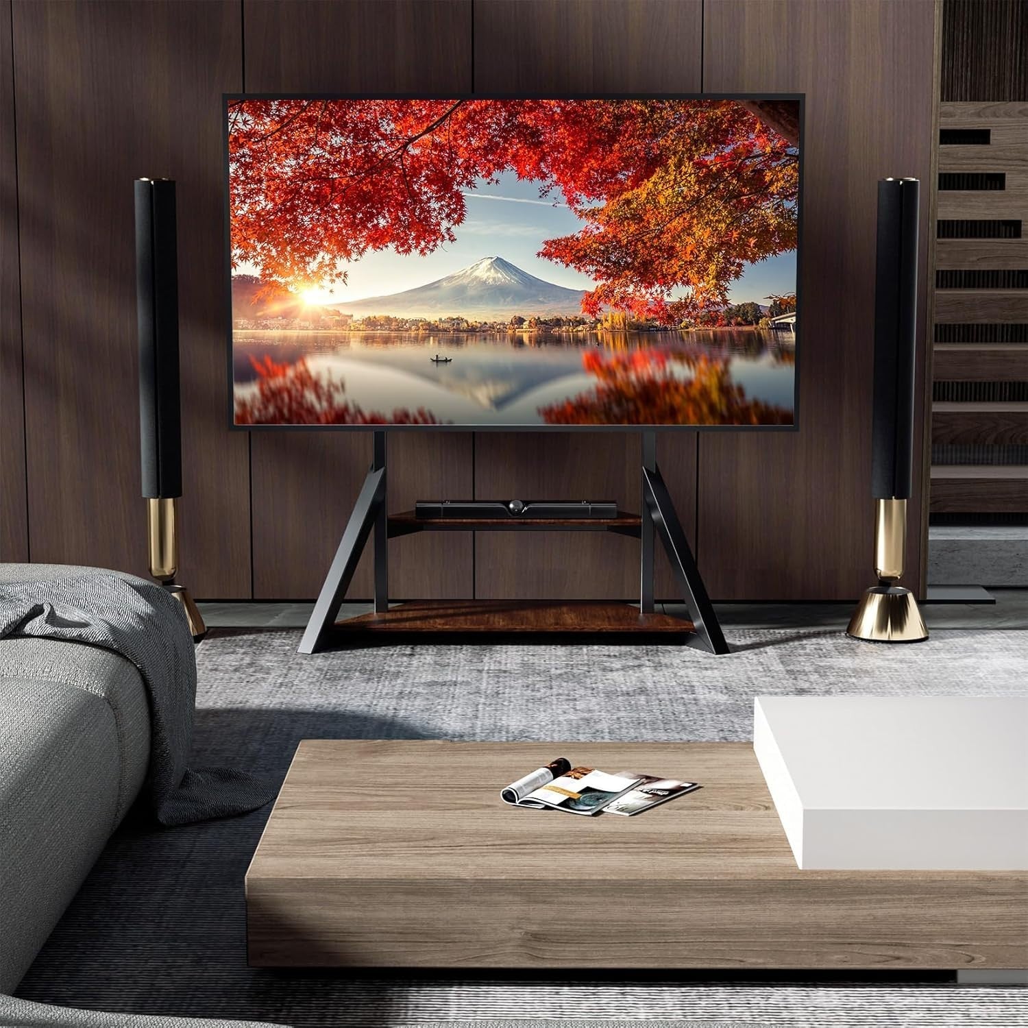 Heavy Duty Adjustable TV Floor Stand 65-100" with 2 Shelves & 220lbs Load