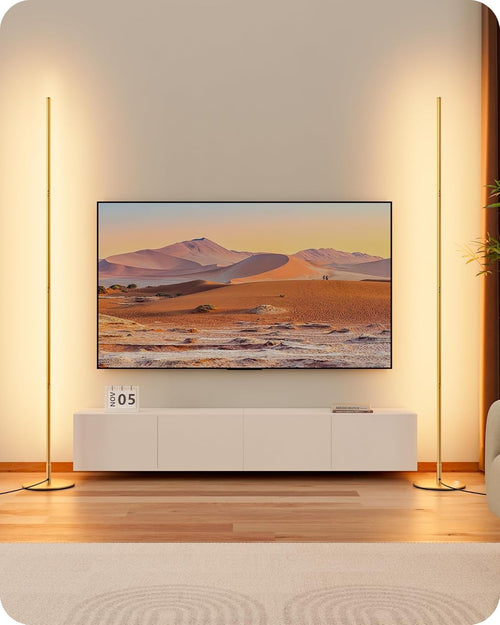 LED Floor Lamp 2 Pack Dimmable Minimalist Tall Corner Lights Gold