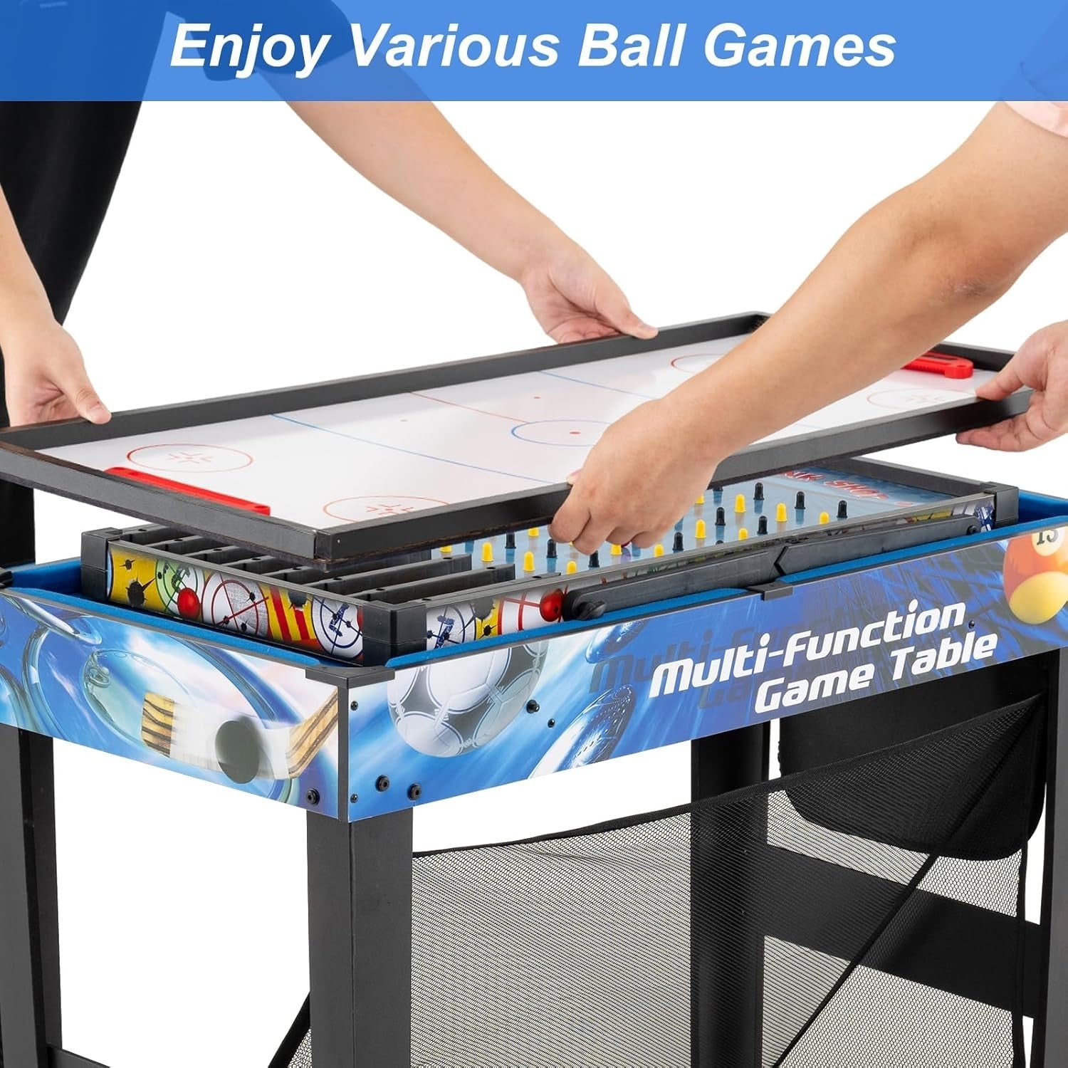 10 in 1 Multi Sports Game Table Air Hockey Pool Tennis Basketball Set