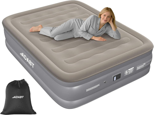 King Inflatable Air Mattress Built In Electric Pump High Raised Air Grey Bed