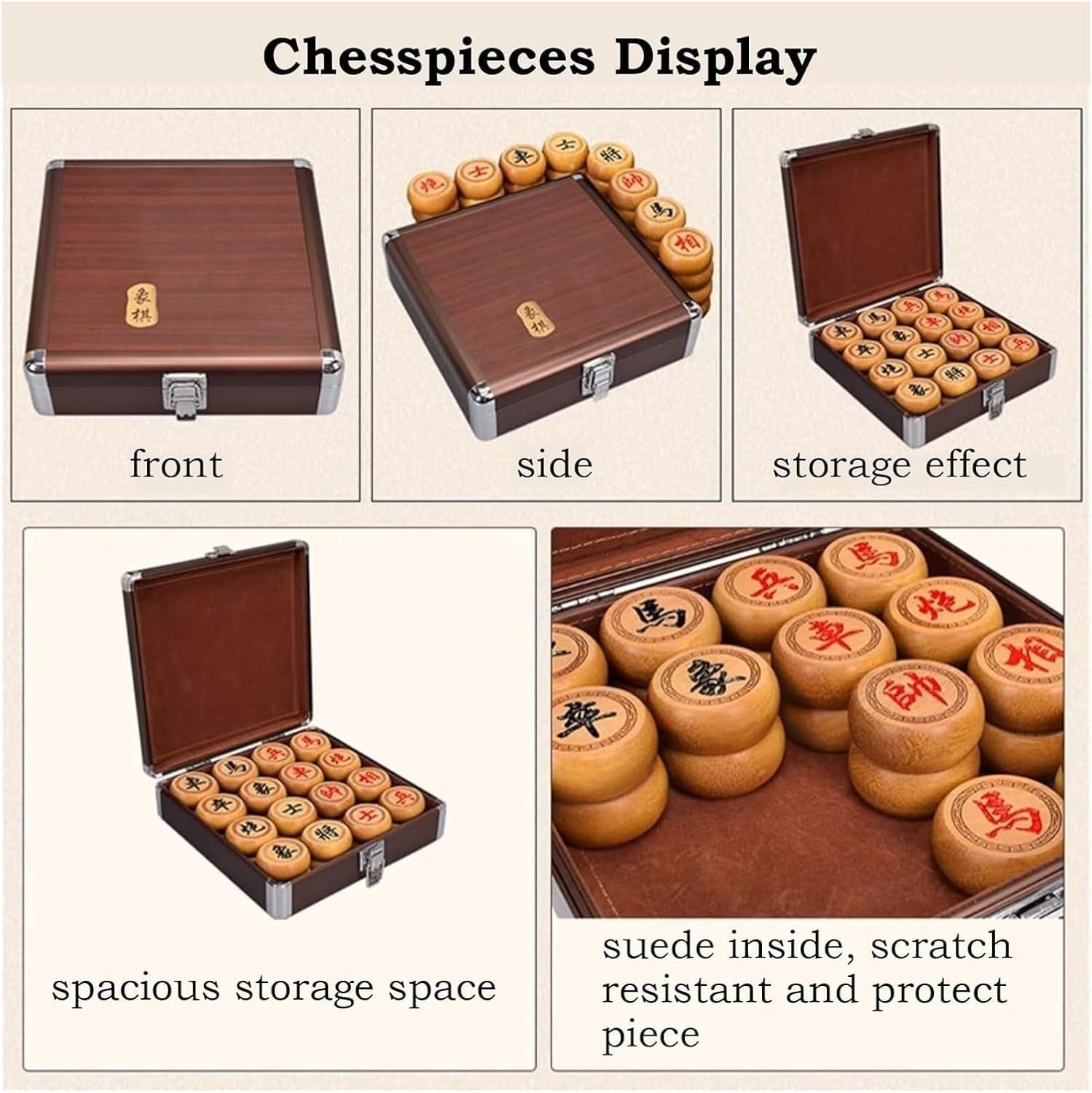 Sandalwood Xiangqi Travel Chess Set Leather Board Gift Box