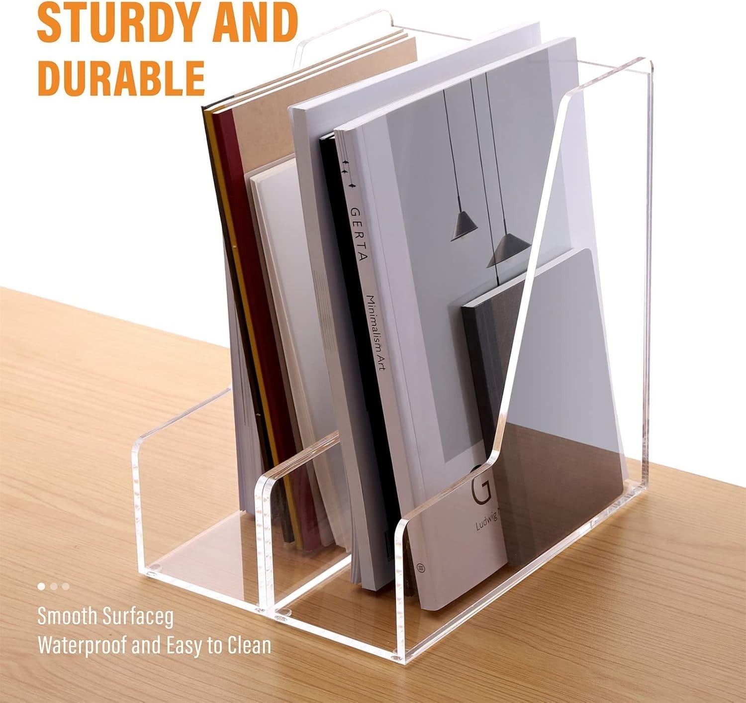 Clear Acrylic Desk File Organizer 2-Pack A4 Magazine Holder
