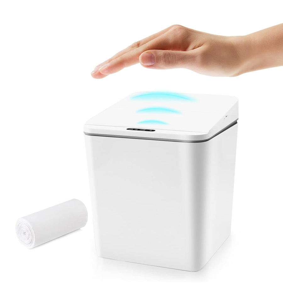6L Touchless Mini Bin | Automatic Sensor Trash Can White 1.5 Gal