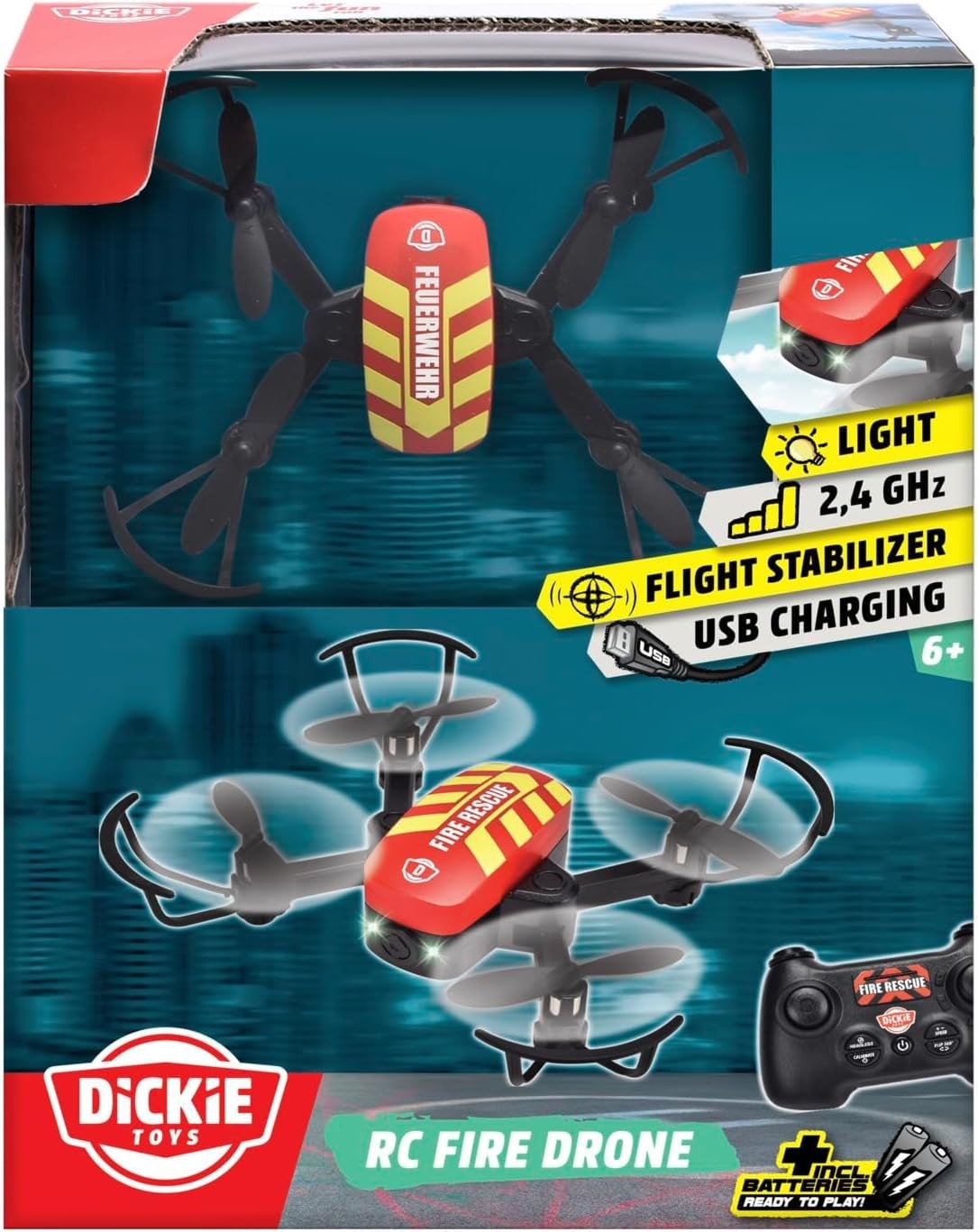 RC Fire Drone for Kids 12 cm LED Lights Headless Mode 360° Flip