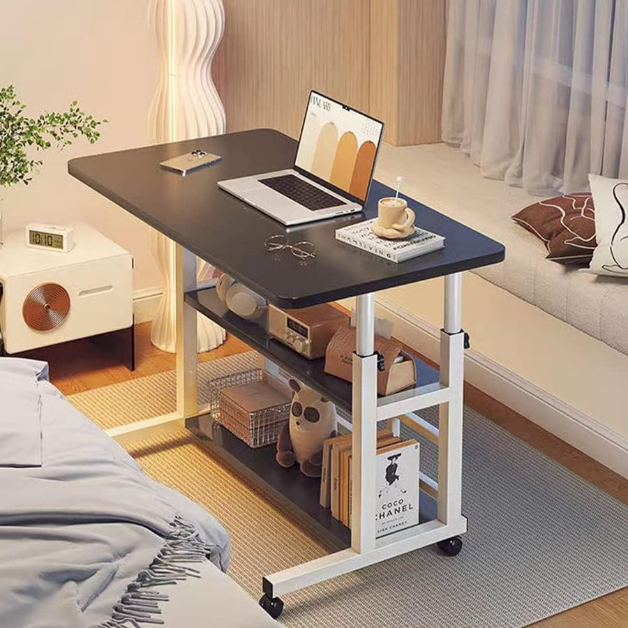 Mobile Computer Desk Height Adjustable Rolling Laptop Table Wheels Black