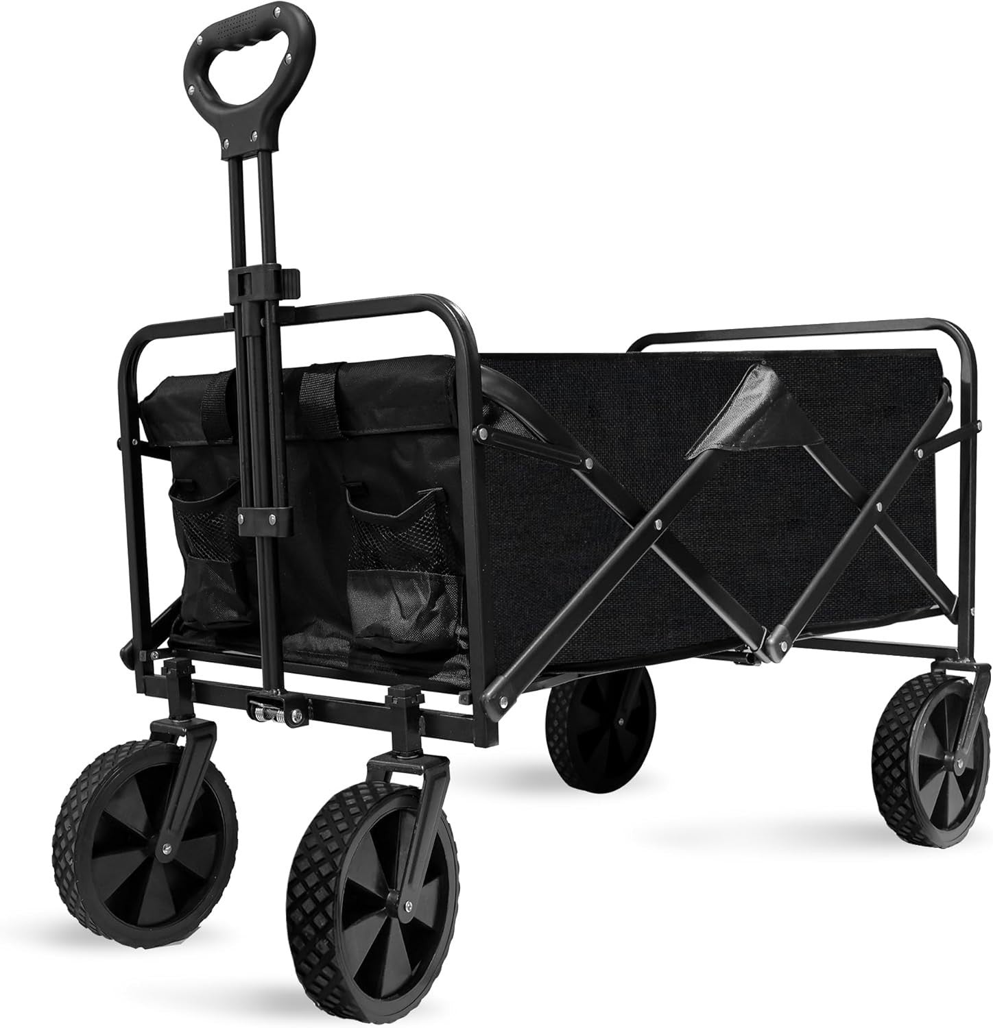 Black Heavy Duty Folding Wagon Large Collapsible Garden Camping Beach Trolley