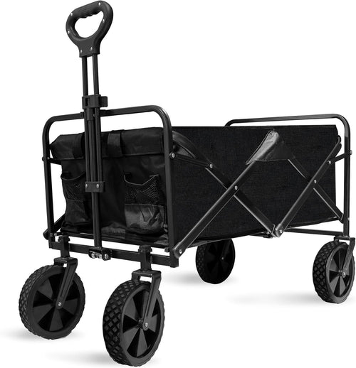 Black Heavy Duty Folding Wagon Large Collapsible Garden Camping Beach Trolley