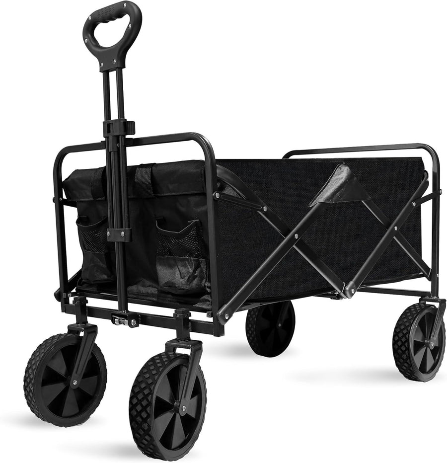 Black Heavy Duty Folding Wagon Large Collapsible Garden Camping Beach Trolley