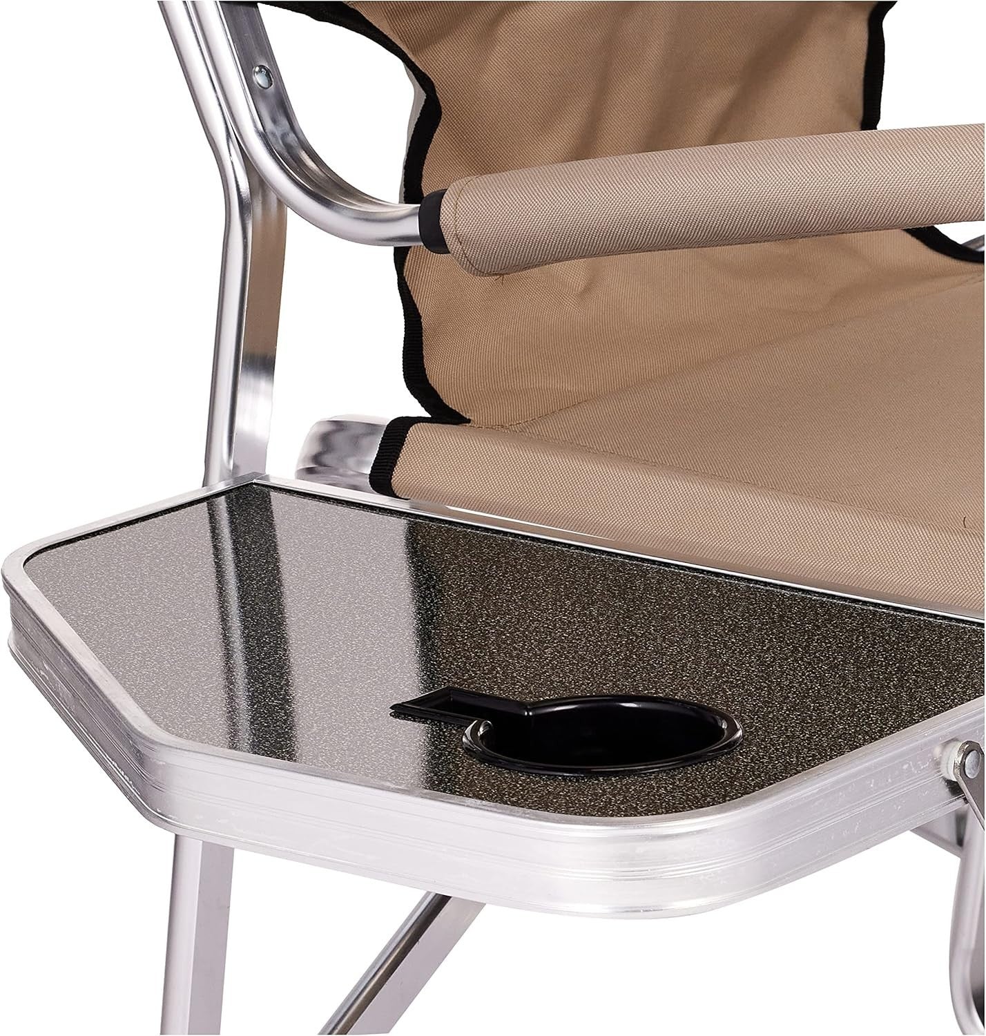 Folding Director’s Chair with Table Khaki Heavy Duty Garden Camping Seat