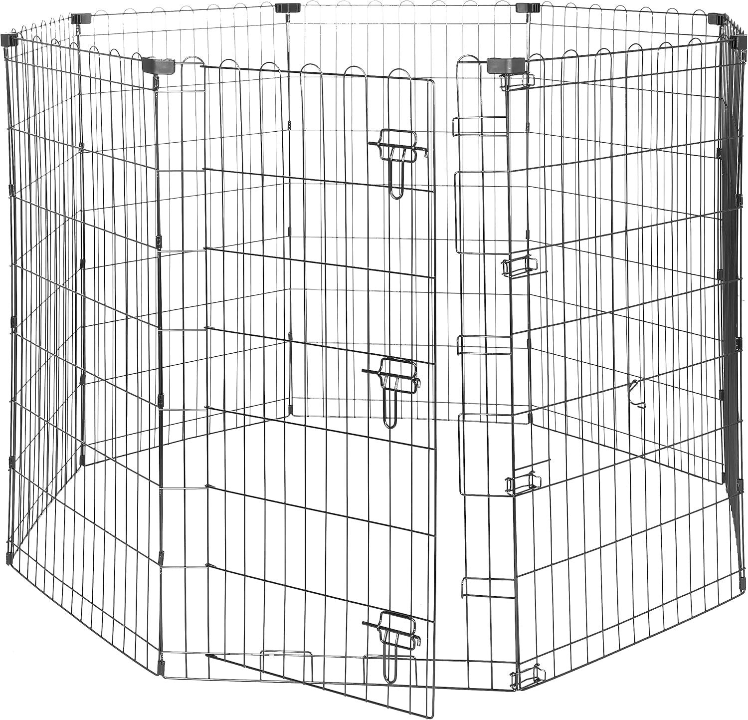 Extra Tall Dog Playpen with Door 107cm High Heavy Duty Metal Fence Indoor Outdoo