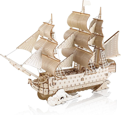 3D Wooden Sailing Ship Puzzle Model Kit for Adults – DIY Craft Decor