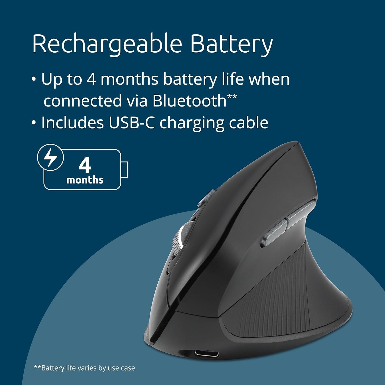 Rechargeable Ergonomic Bluetooth Mouse Wireless 4 Month Battery