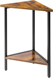 Space-Saving Triangle End Table with Magazine Rack – Durable Corner Nightstand