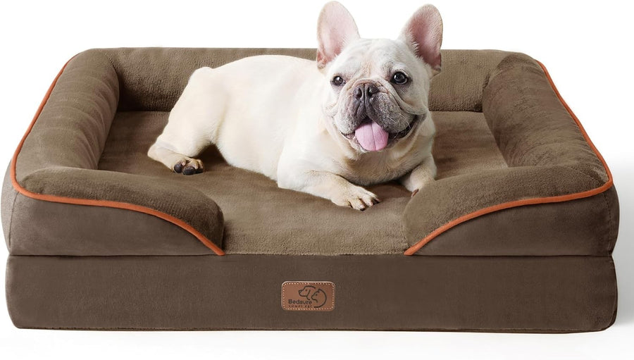 Medium Orthopedic Dog Bed 71x58cm Washable Brown Sofa