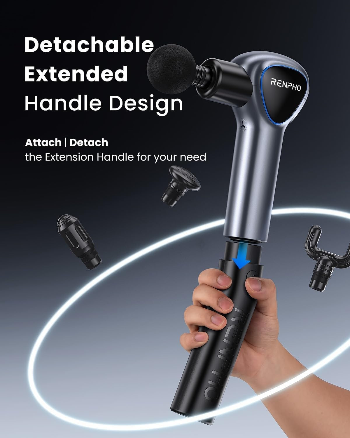 Mini Massage Gun Deep Tissue Long Handle 5 Speeds 3200RPM Full Body Relief