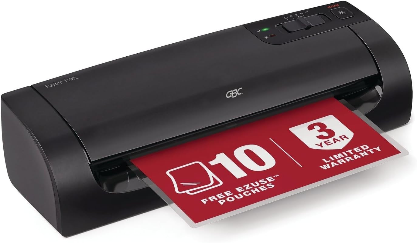 9” Thermal Laminator Easy Use Anti-Jam Auto Shut-Off + 10 Pouches