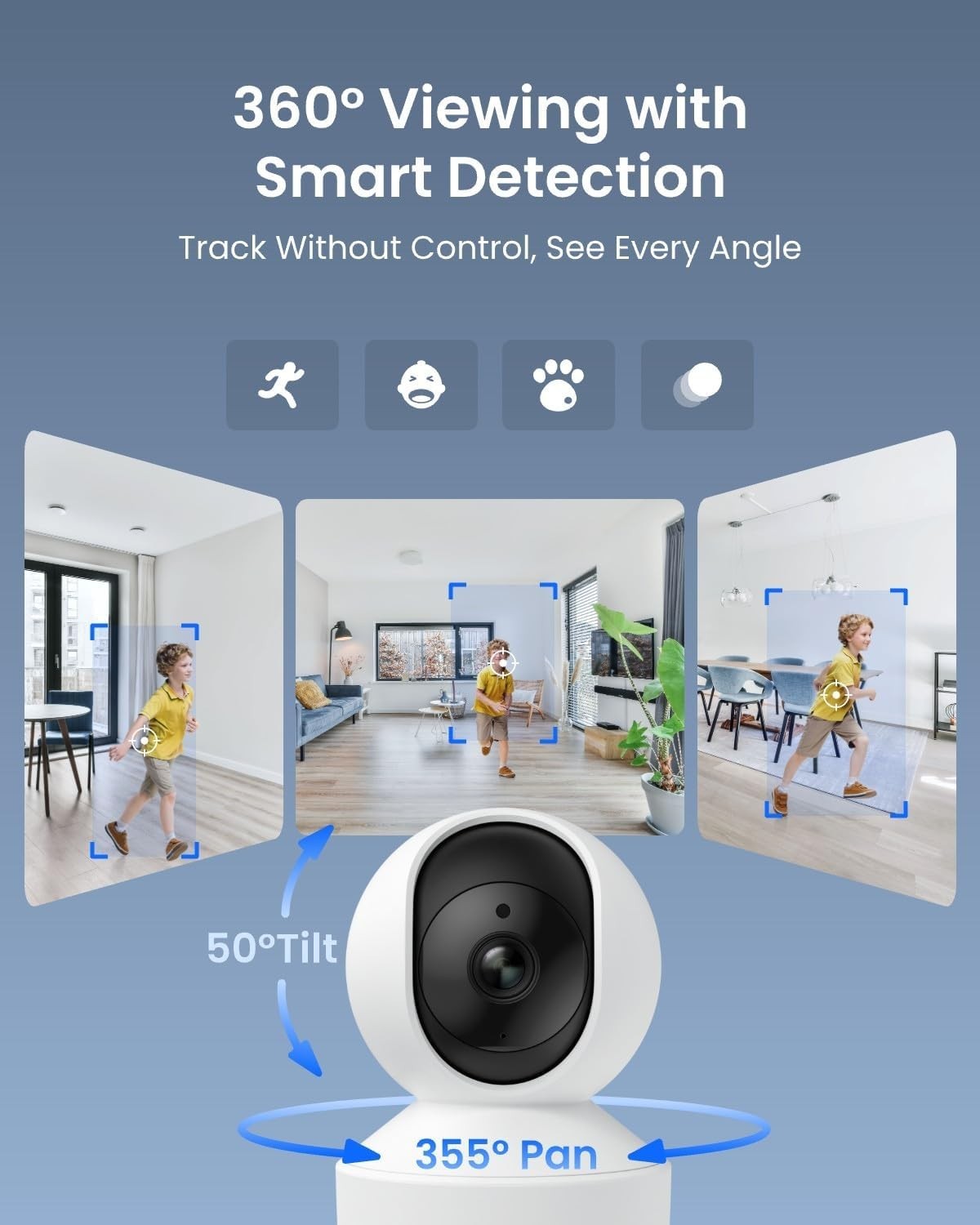 3K Indoor Security Camera 5MP WiFi Auto Tracking Baby Pet Monitor