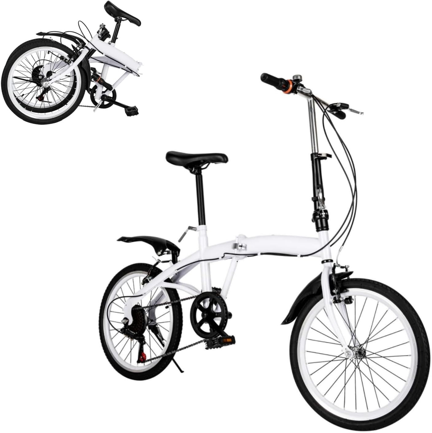 20" Folding Bike Lightweight Alloy 6-Speed Adjustable Height Commuter