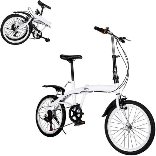 20" Folding Bike Lightweight Alloy 6-Speed Adjustable Height Commuter