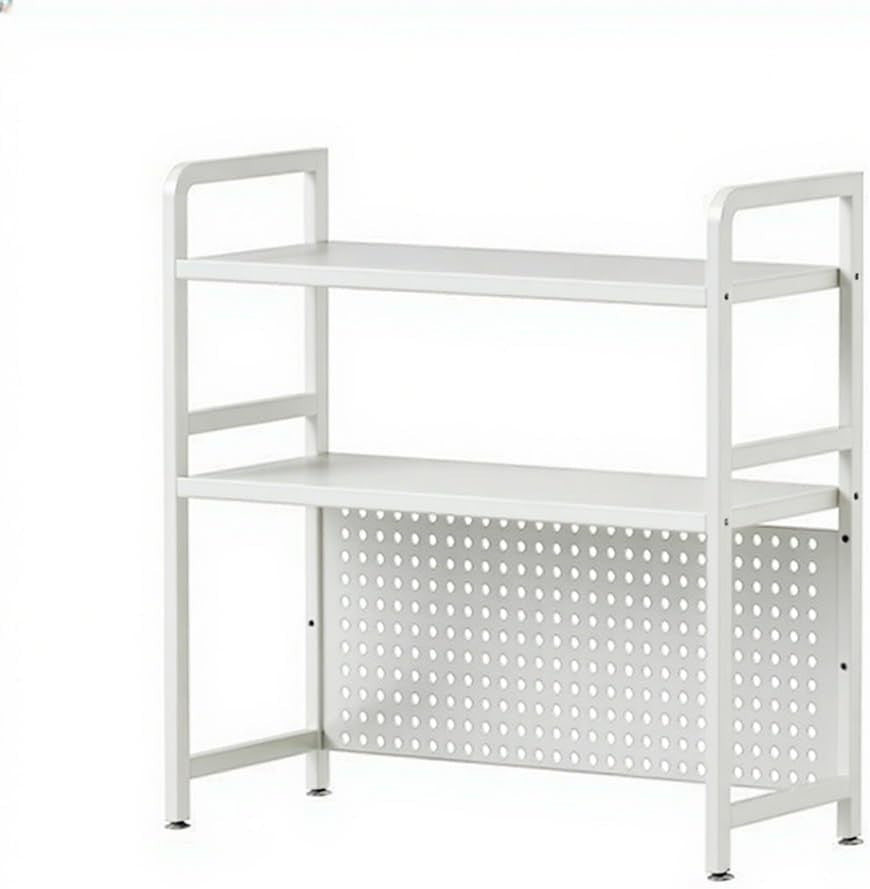 2-Tier Metal Desktop Bookshelf Organizer | White Desk Hutch w/ Pegboard 135cm
