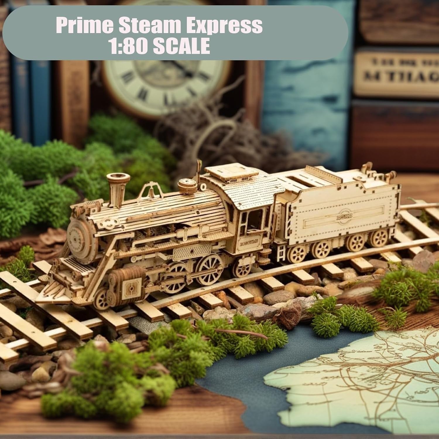 3D Wooden Steam Train Puzzle – DIY Model Kit for Adults, 20cm Display Gift
