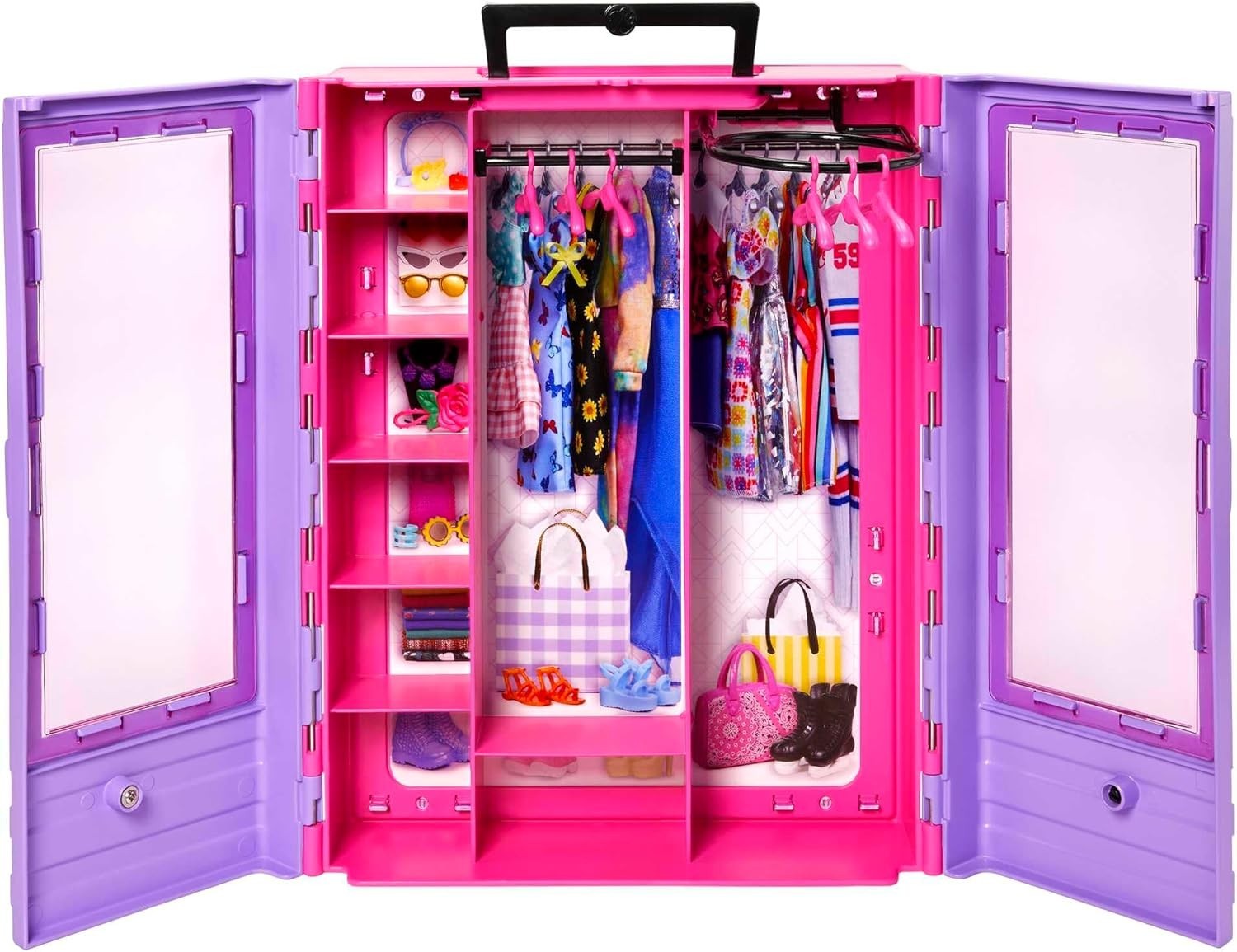 Portable Doll Closet Playset with Fashion Doll Clothes Shoes Accessories