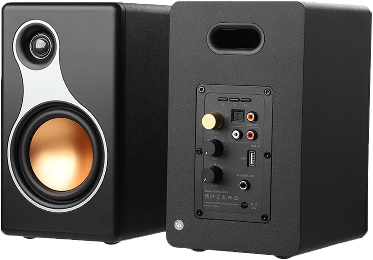 S500 100W Bluetooth 5.0 Hi-Fi Bookshelf Speakers RCA Optical