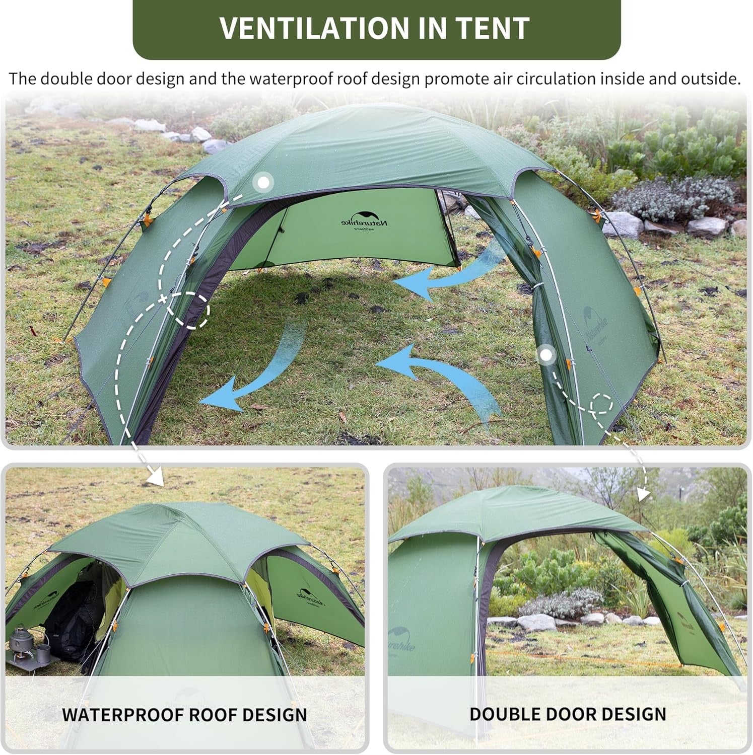 2-3 Person 4 Season Backpacking Tent 4000mm Waterproof Lightweight