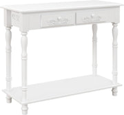 Modern White Console Table 2 Drawers with Shelf – Stylish Storage