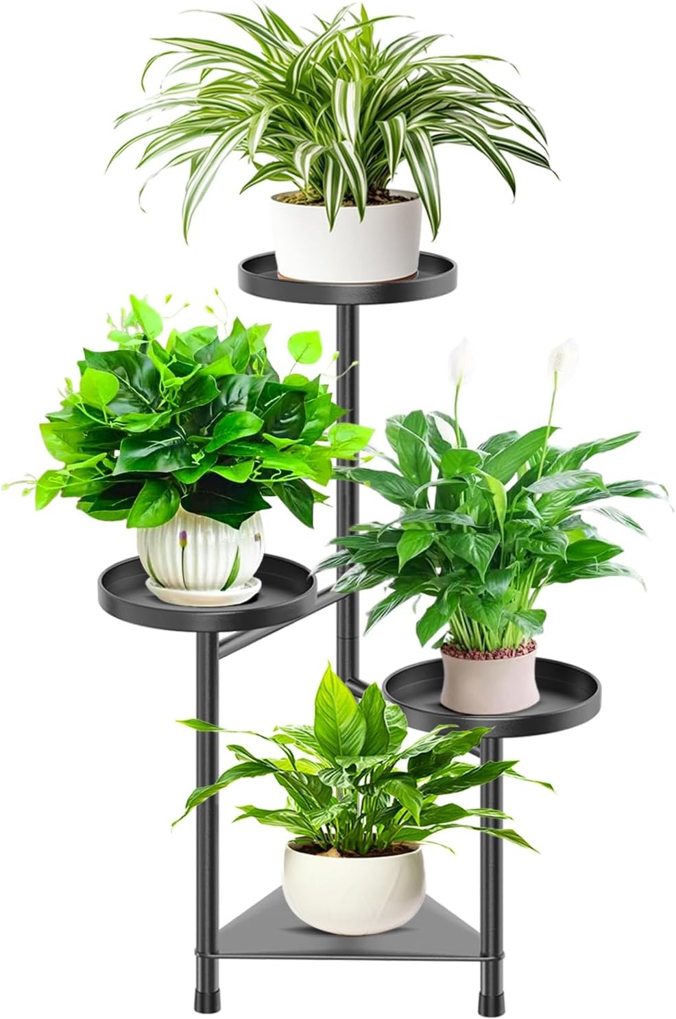 4 Tier Metal Corner Plant Stand Indoor Outdoor Flower Display Rack Black
