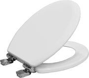 Ultra-Fix White Wooden Toilet Seat Soft Close Easy Lift Chrome Hinges