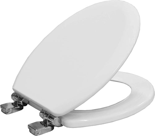 Ultra-Fix White Wooden Toilet Seat Soft Close Easy Lift Chrome Hinges