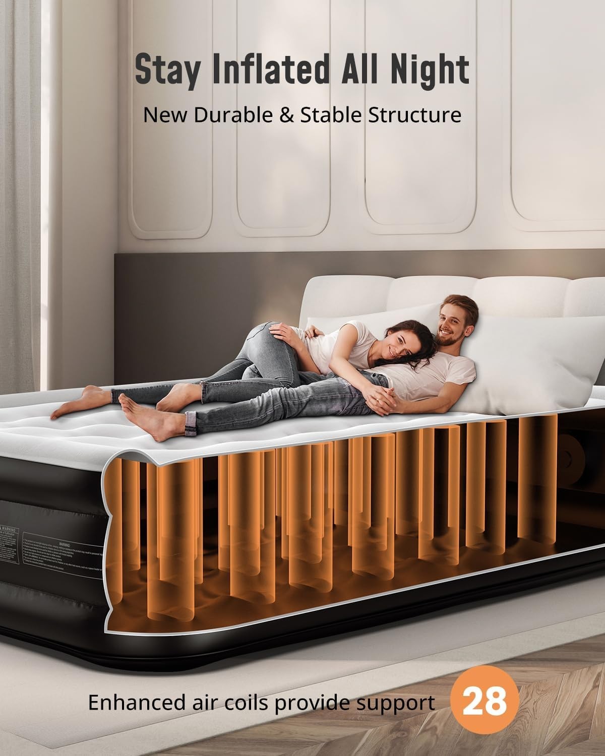 Luxury Double Air Mattress Built-In Electric Pump Raised Inflatable Bed